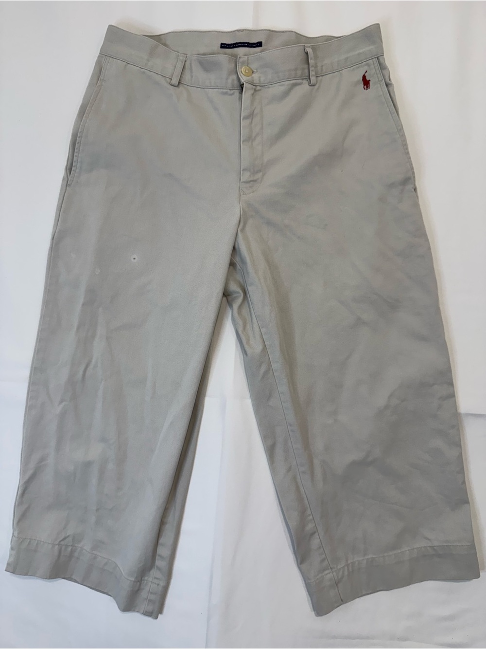 Ralph Lauren Sport Cropped Wide Leg Pants Beige Women’s Size 12 L